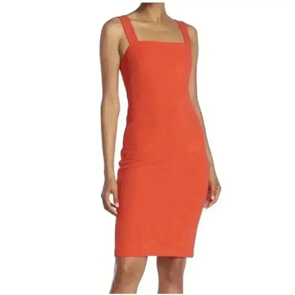 Vince Camuto Crepe Square Neck Sleeveless Bodycon Dress Red 10. 1290 - Picture 1 of 4